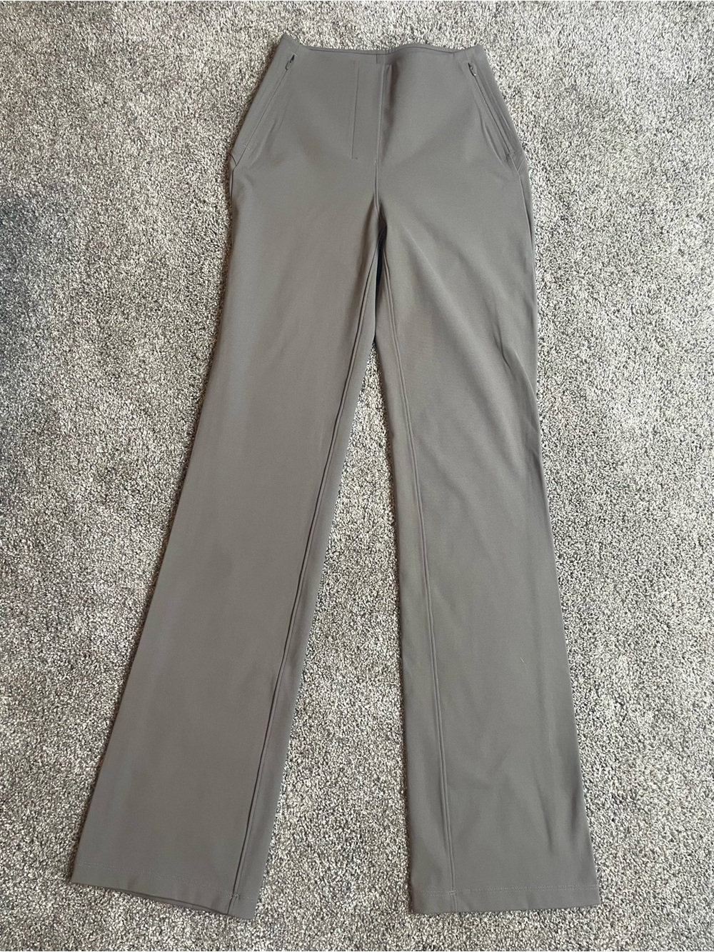 Lululemon Womens Pants Smooth Fit Pull On High Rise Flared Beige Size 0